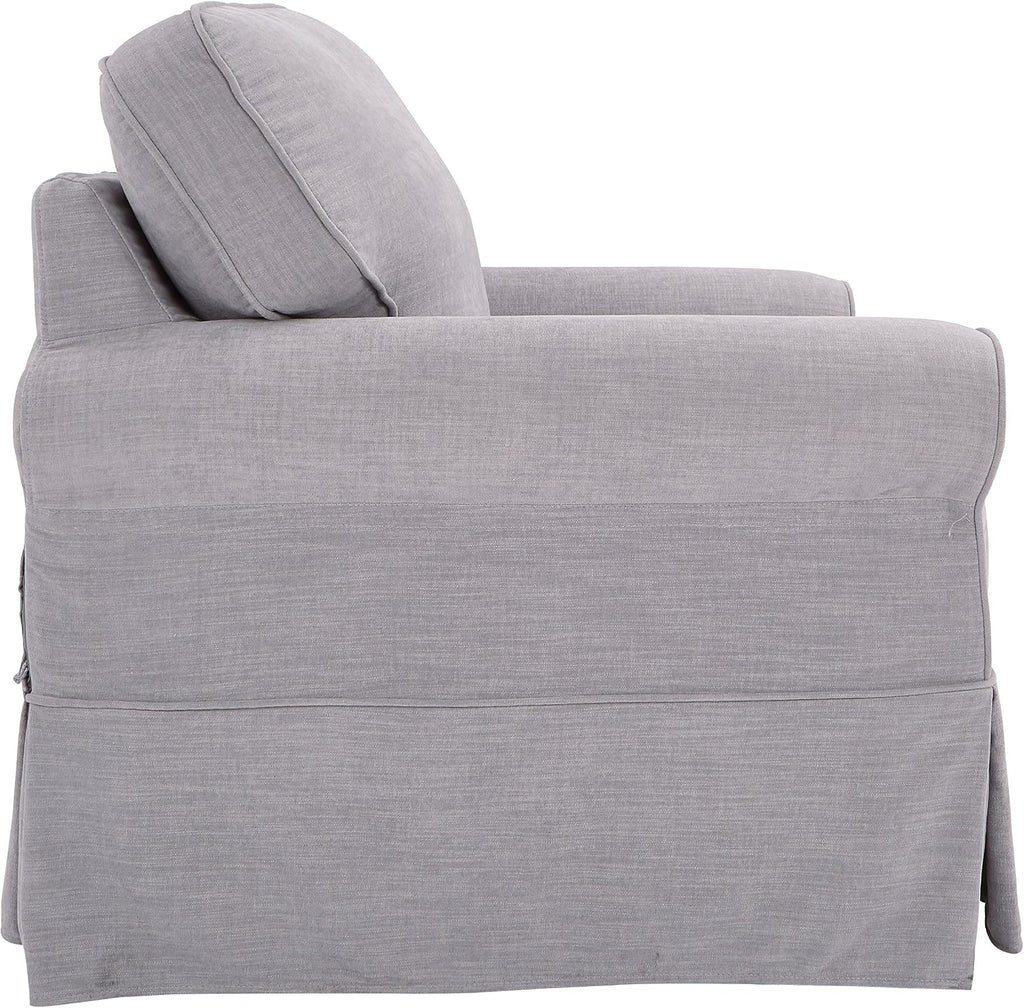 OSP Home Furnishings Ashton Rolled Arm Chair with Slipcover, Fog Grey
