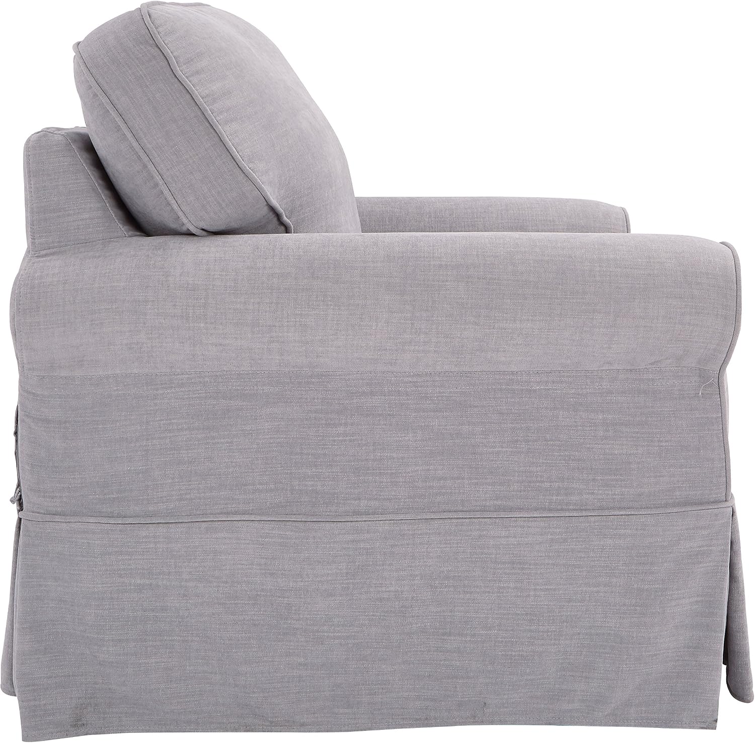 OSP Home Furnishings Ashton Rolled Arm Chair with Slipcover, Fog Grey