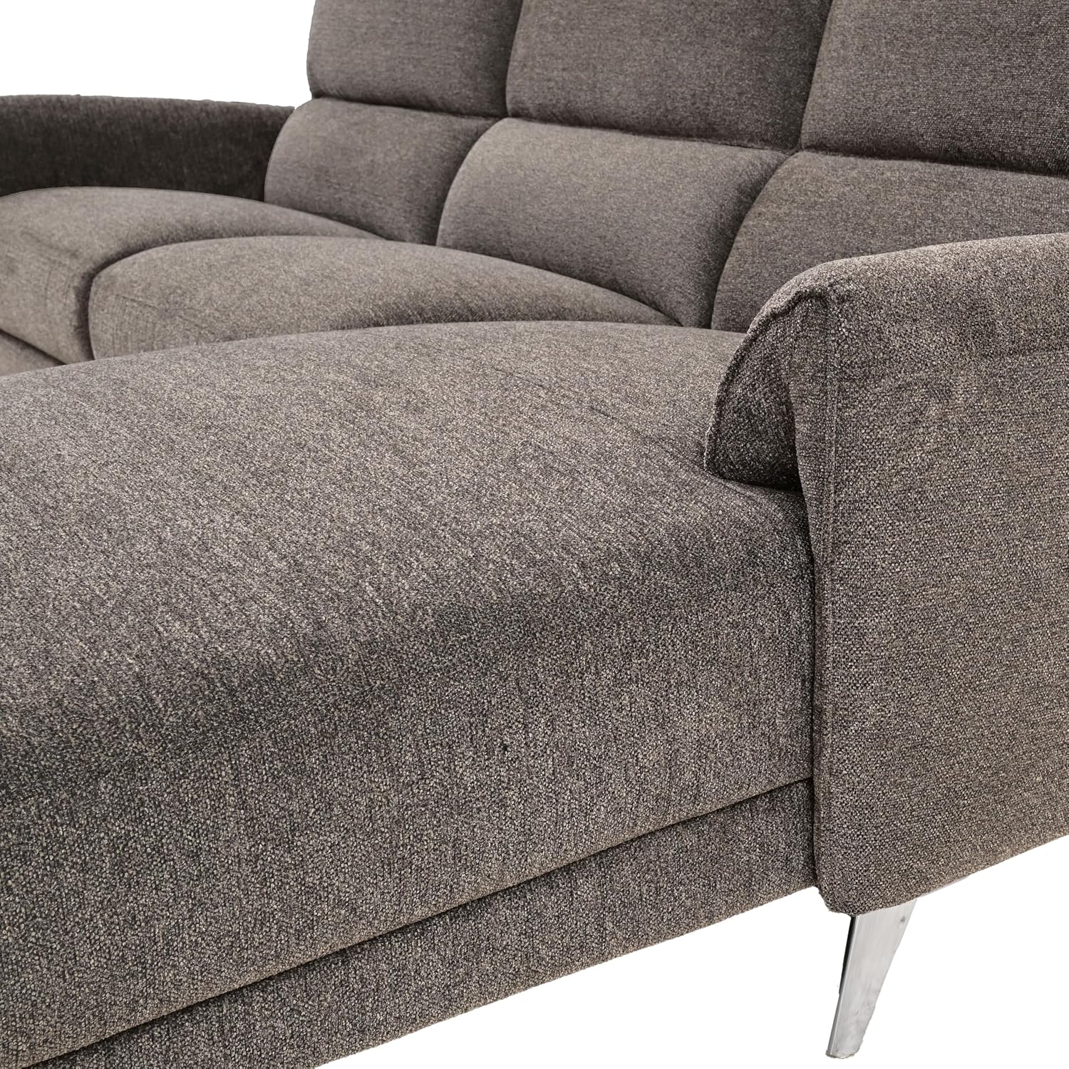 Furniture of America Drex Modern Chenille Sectional Recliner with Chaise and USB Ports, Reclining Sofa, L Shaped Comfy Couches for Living Room, Home Theater, Right Facing, Brown
