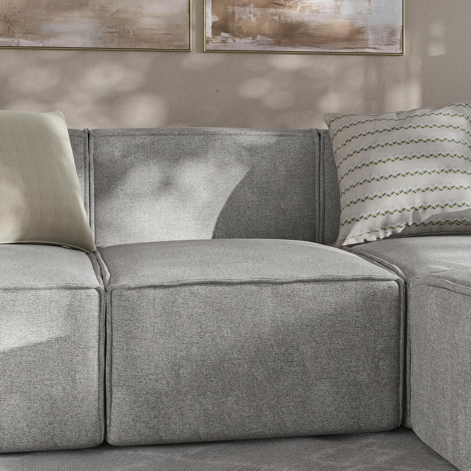 Flash Furniture Bridgetown Fabric Middle Chair Module for Sectional Sofa, Customizable Modular Couch Armless Middle Seat, Gray