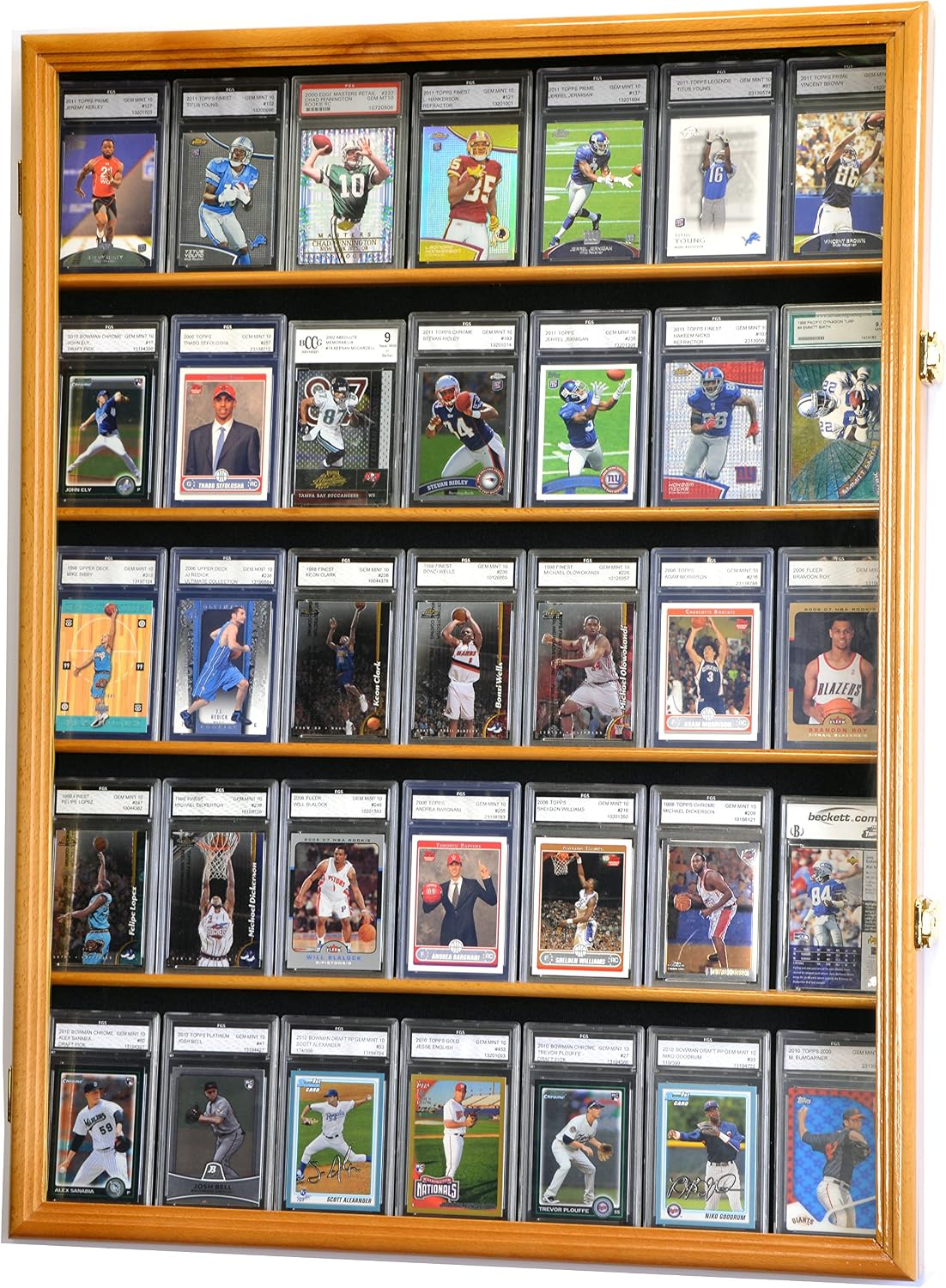 35 Graded Sport Cards/Collectible Card Display Case Wall Cabinet w/98% UV Door, Lockable