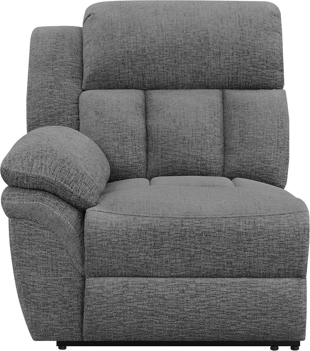 Coaster Home Furnishings - Bahrain - Upholstered Reclining Sofa with Dual Recliners, Pillowtop Arms, Tufting Accents and Transitional Style - Living Room - 99-Inch - Charcoal - 609541